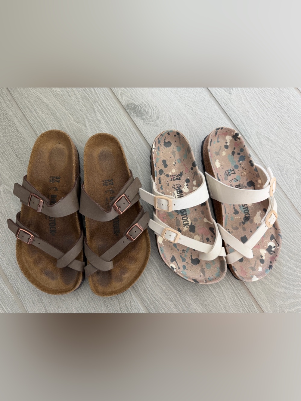 BIRKENSTOCK Two Pairs White Rose Gold Size 37